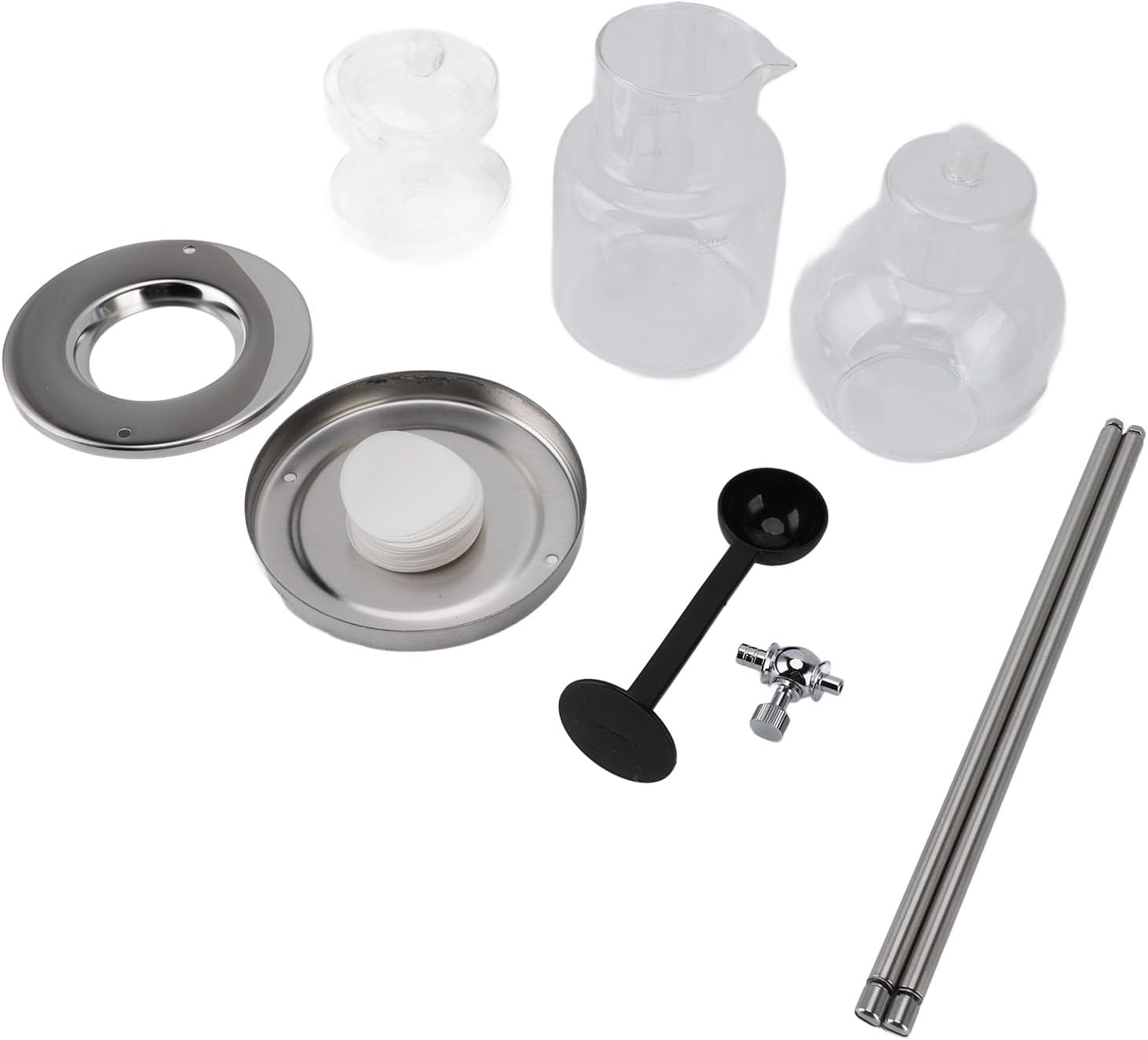 Kikumi Cold Brewing Dripper Coffee Machine, Stainless Steel Glass, 5-8 Cups, 600ml Cold Brewing Tower for Office and Home, Silver