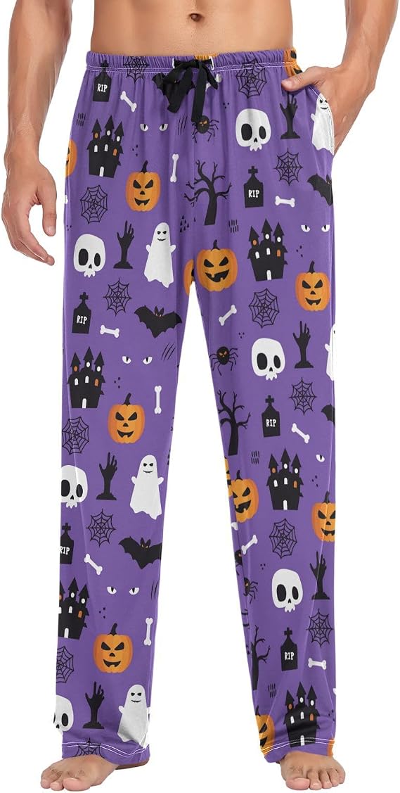 visesunny Stylish Men's Pajama Pants 100% Cotton Lounge Soft Warm Sleepwear Pants PJ Bottoms Drawstring and Pockets