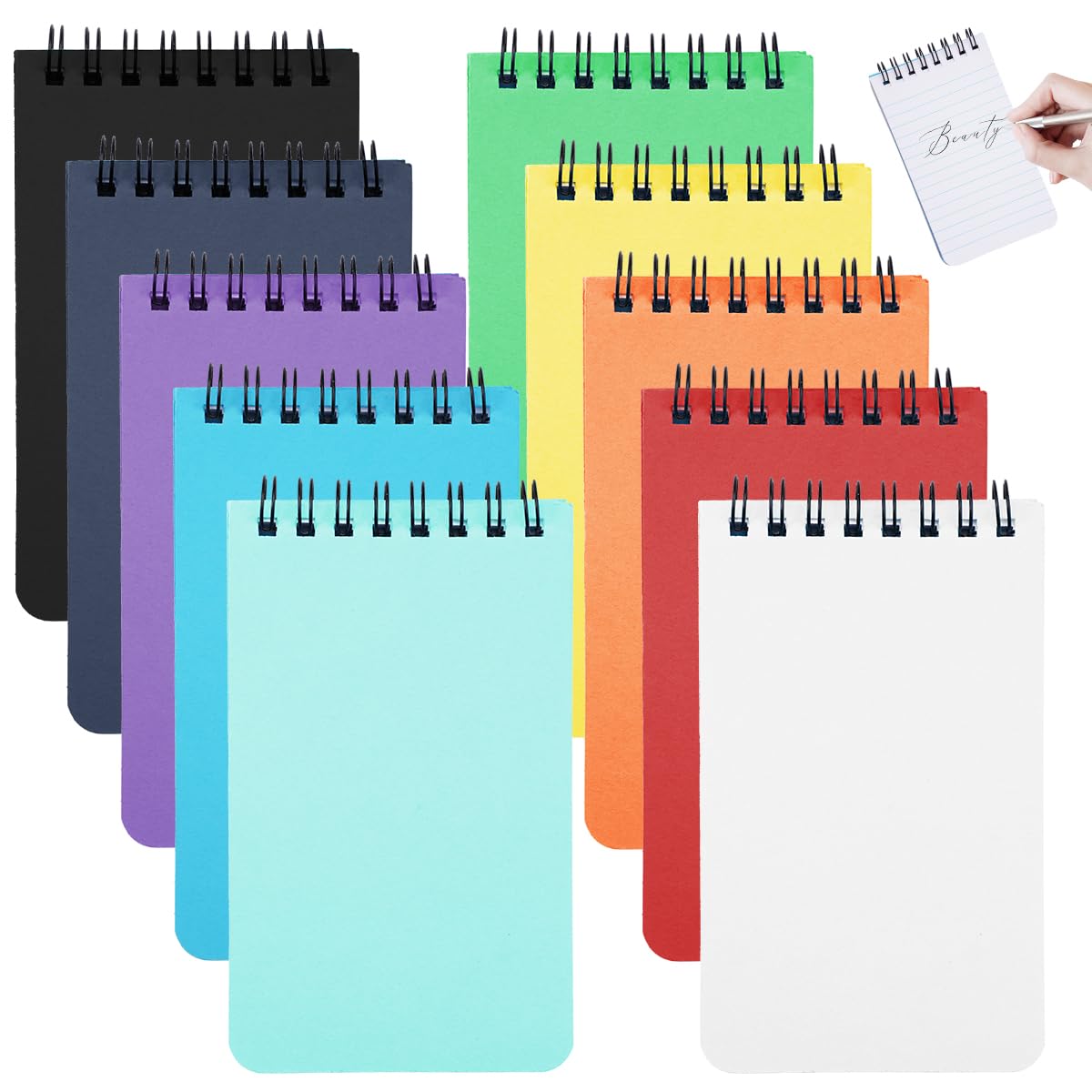 Taccuino A7 50 Fogli 10 Colori Blocco Note Spirale Foderato Tascabile per Scuola Ufficio