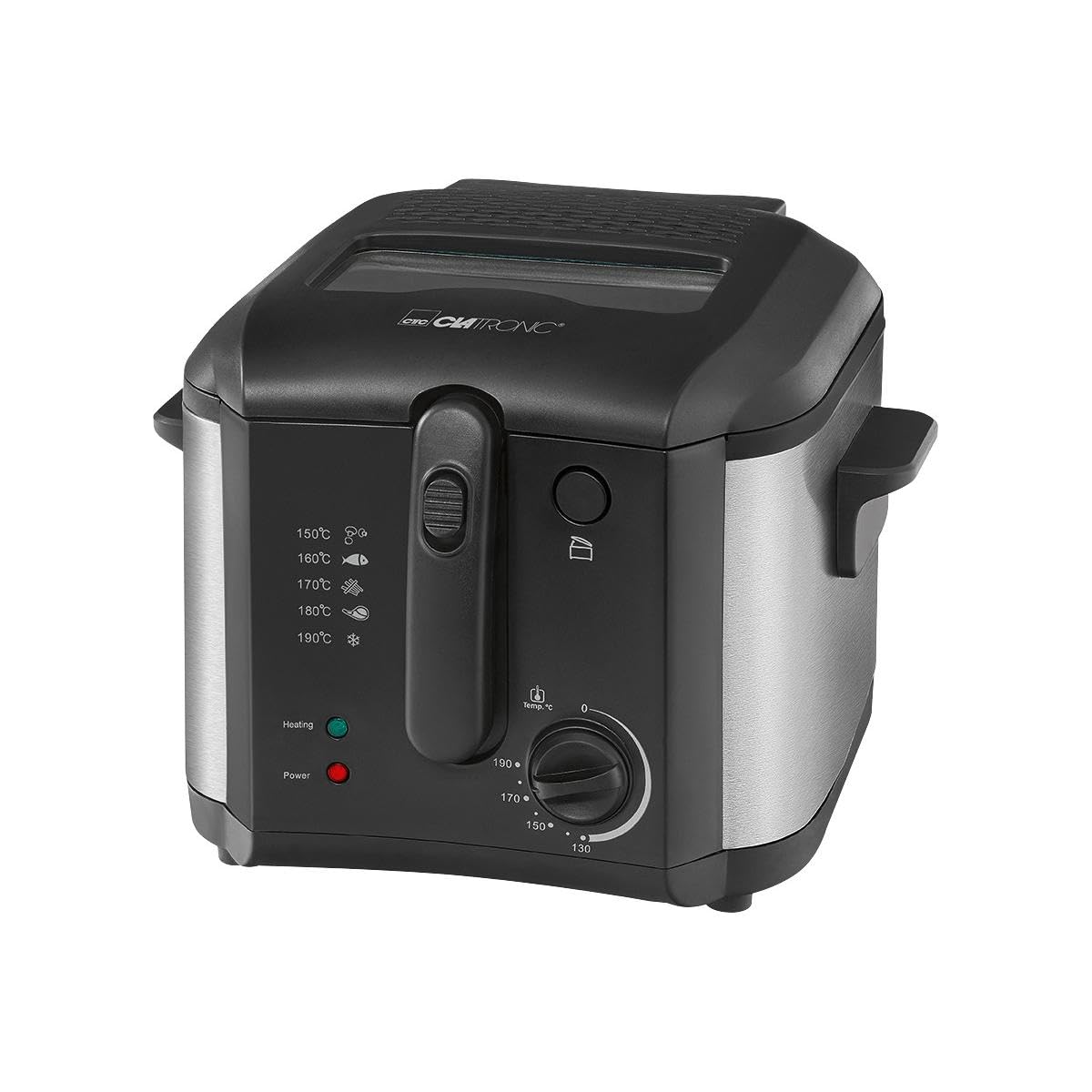Clatronic FR 3649 - Freidora compacta de 2,5 litros, 1600 w, color negro y acero inoxidable