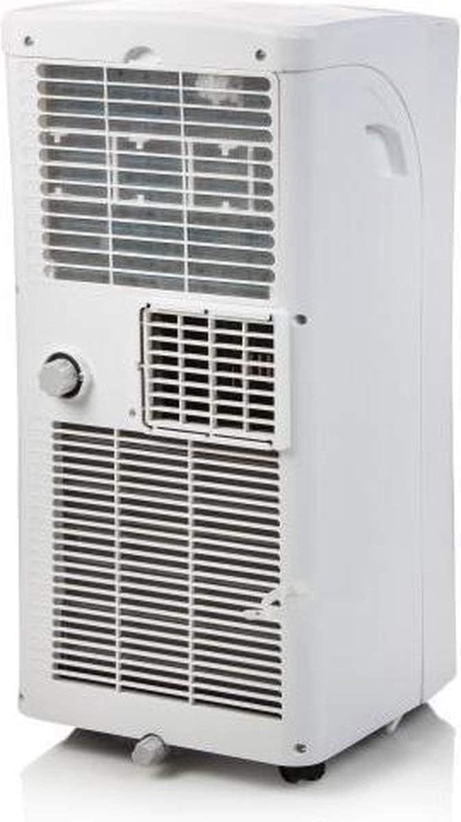 Rear view of Domo DO266A Mobile Air Conditioner showing exhaust and drain