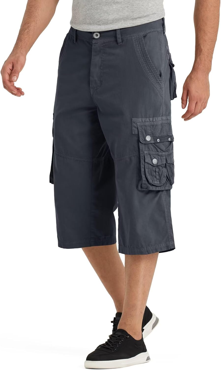 BEST SOUTH 3/4 Capri Long Cargo Shorts for Men Below Knee 18 Inches Pants Cotton