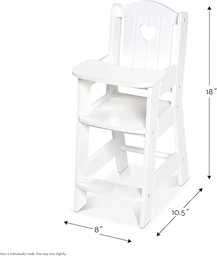 Miniatura 4 de Melissa & Doug Silla alta Play - Accesorios para muñeca de bebé, silla alta de juego de simulación, color blanco