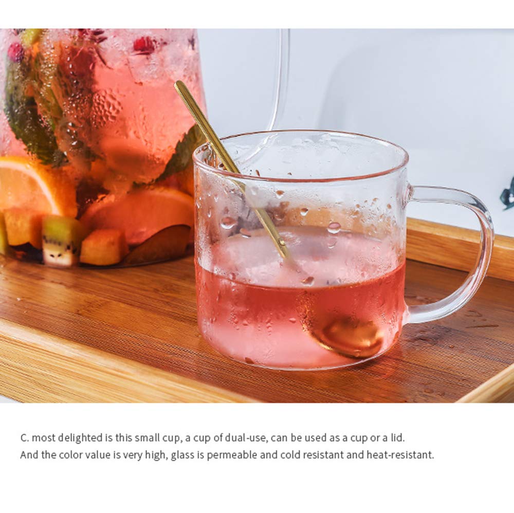 Caraffa, caraffa in Vetro termoresistente, brocca per Bevande in Vetro con Coperchio, per tè Freddo e Succo Fatti in casa - Ideale per Feste ed Eventi 1.2l