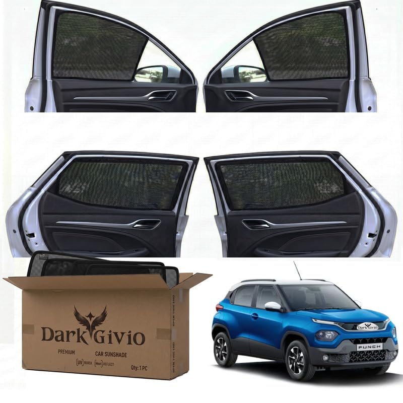 Image of Car Window Sun Shade Protector for Punch | Exact Fit Non-Magnetic Half Cut Sunshade (Set of 4 /6) | UV Blocker Side Window Car Curtains & Interior Accessory