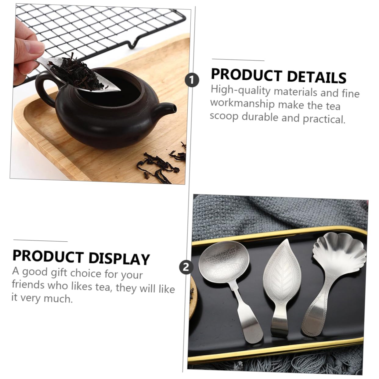Happyyami Creative Stainless Steel Tea Scoop Teaspoon for Tea Flour More Smooth Surface Design for Loose Leaf