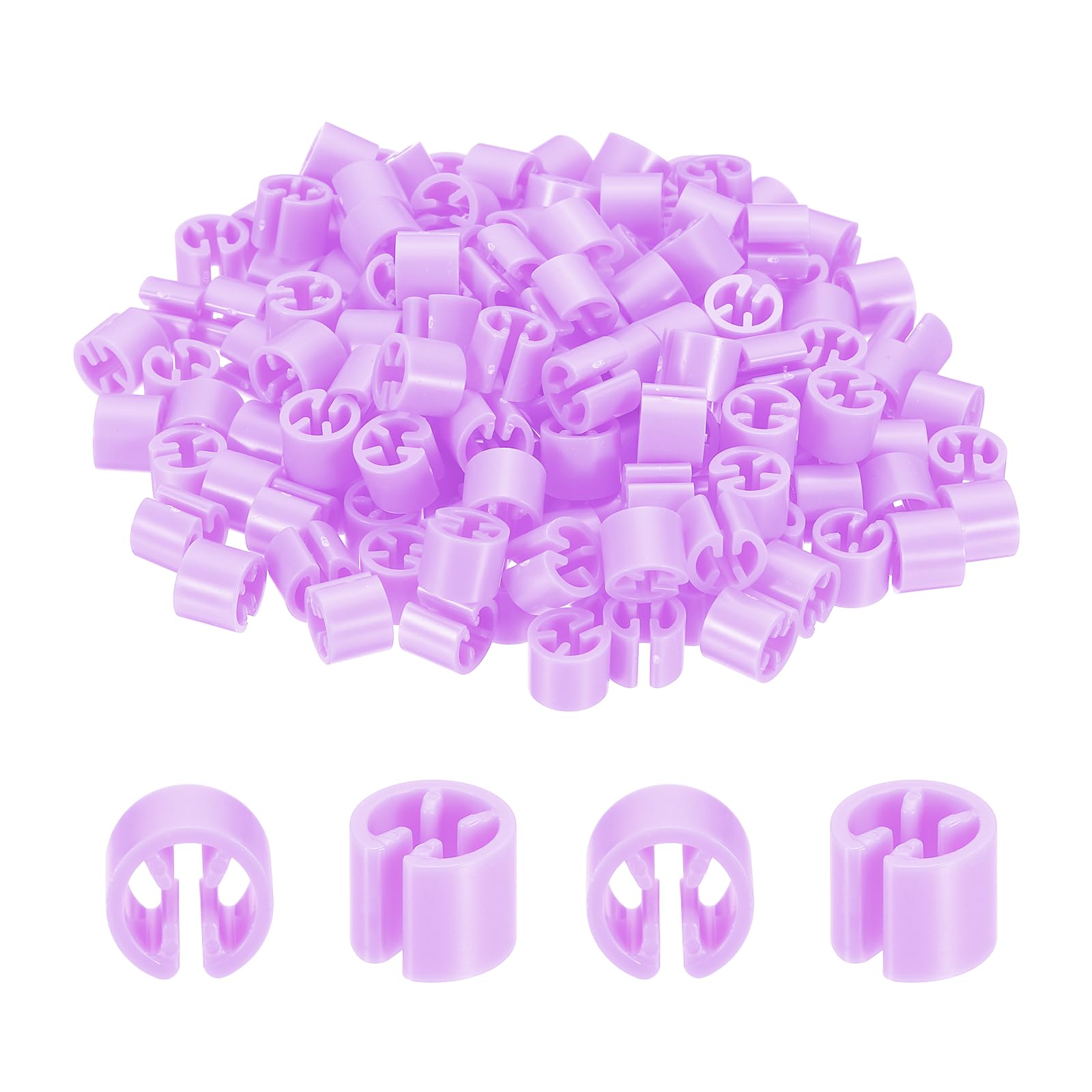 PATIKIL Clothes Hanger Marker Blank, 150 Pcs Plastic Clothing Colored Tag Buckle for DIY Snap Labels Garment Color Coding, Purple