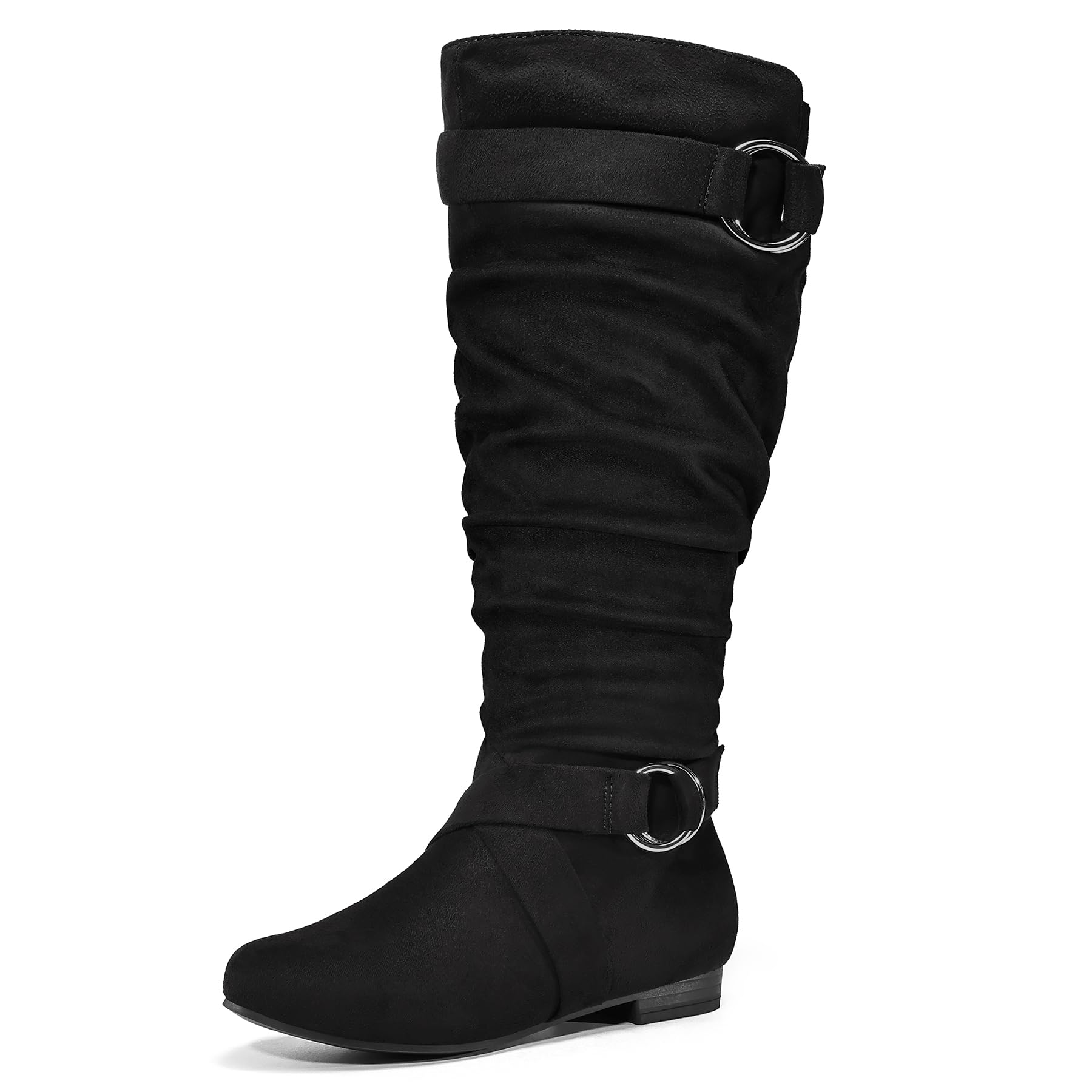 mysoft Womens Wide Calf Extra Wide Calf Knee High Boots Slouchy Flat Tall Boots with Side Zipper