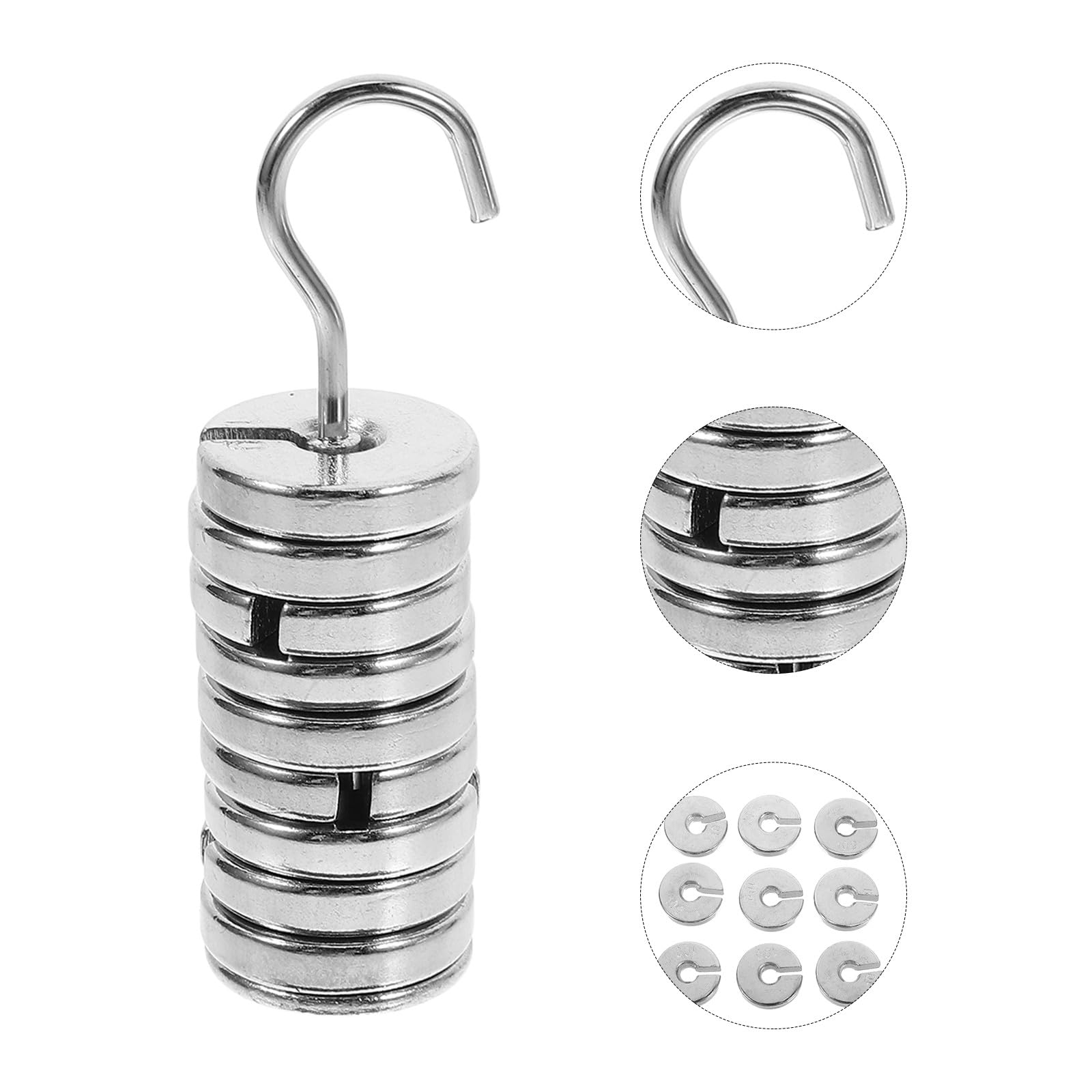 KICHOUSE Jeu de Poids Métalliques à Fentes en Fer Chromé pour Laboratoire, Calibration Précise et Équilibrage, Ensemble 9 Pièces Argenté, pour Production Artisanale