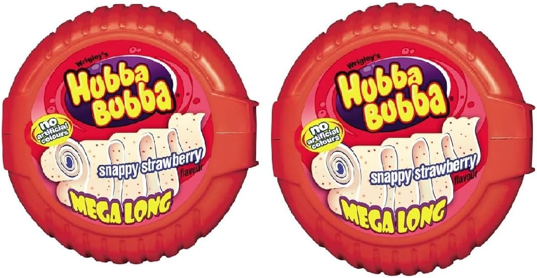 Hubba Bubba Strawberry Flavour Mega Long Chewing Gum 56g (Pack of 2)