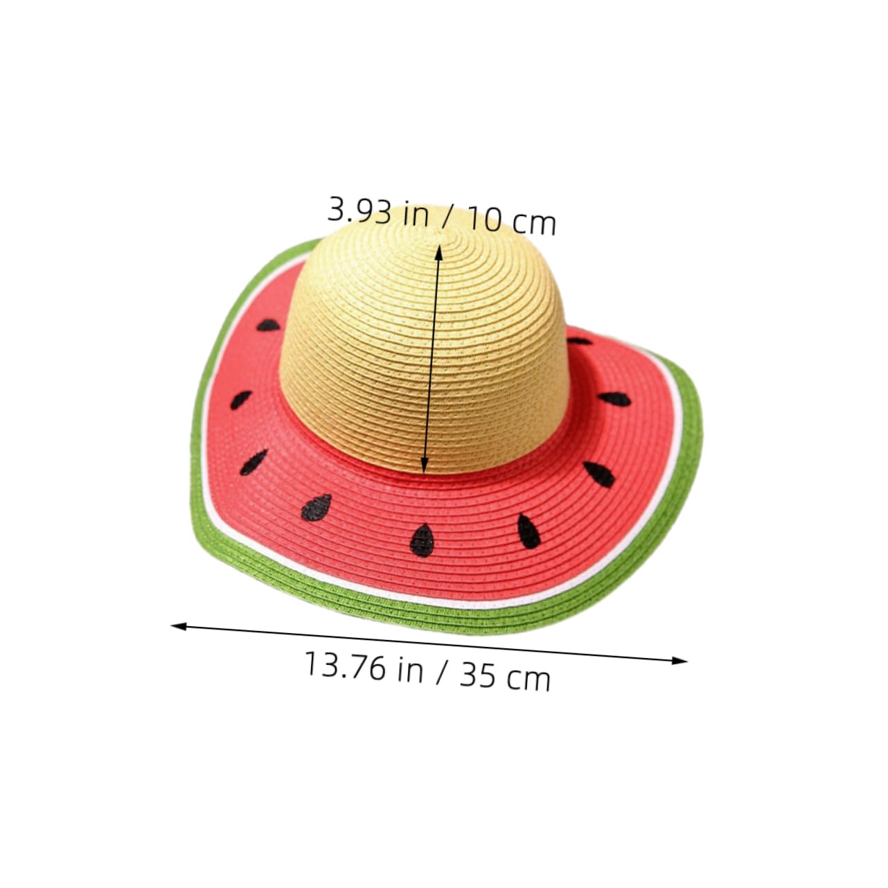 Healifty Sombrero de Paja Chino Tejido a Mano Diseño de Sandía para Niña, Decoracion Verano, Sombrero de Playa Ligero y Transpirable Adecuado para Actividades al Aire Libre