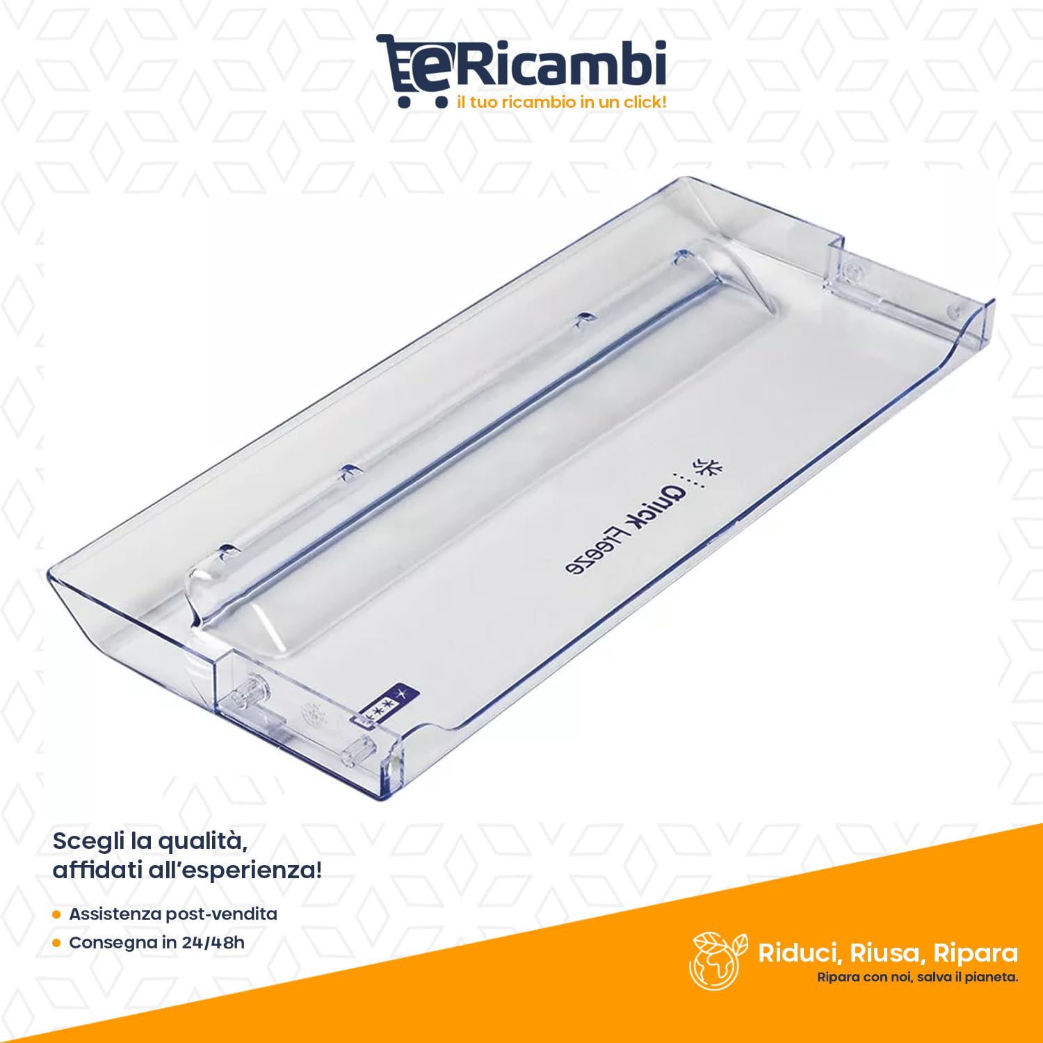 eRicambi® Sportello Frontale Cassetto Congelatore - Compatibile con Electrolux ZBB2294R, ZBB2294L, ZBF3124A, FI22/10EA - Dimensioni 405x162 mm - Ricambio Originale