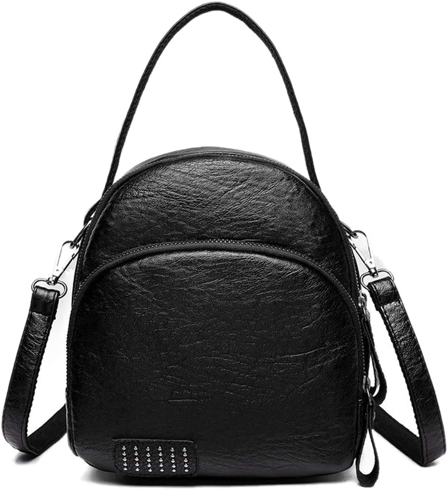Artwell Women Mini PU Leather Backpack Purse Cute Crossbody Bag Convertible Shoulder Bag Casual Daypack (Black)