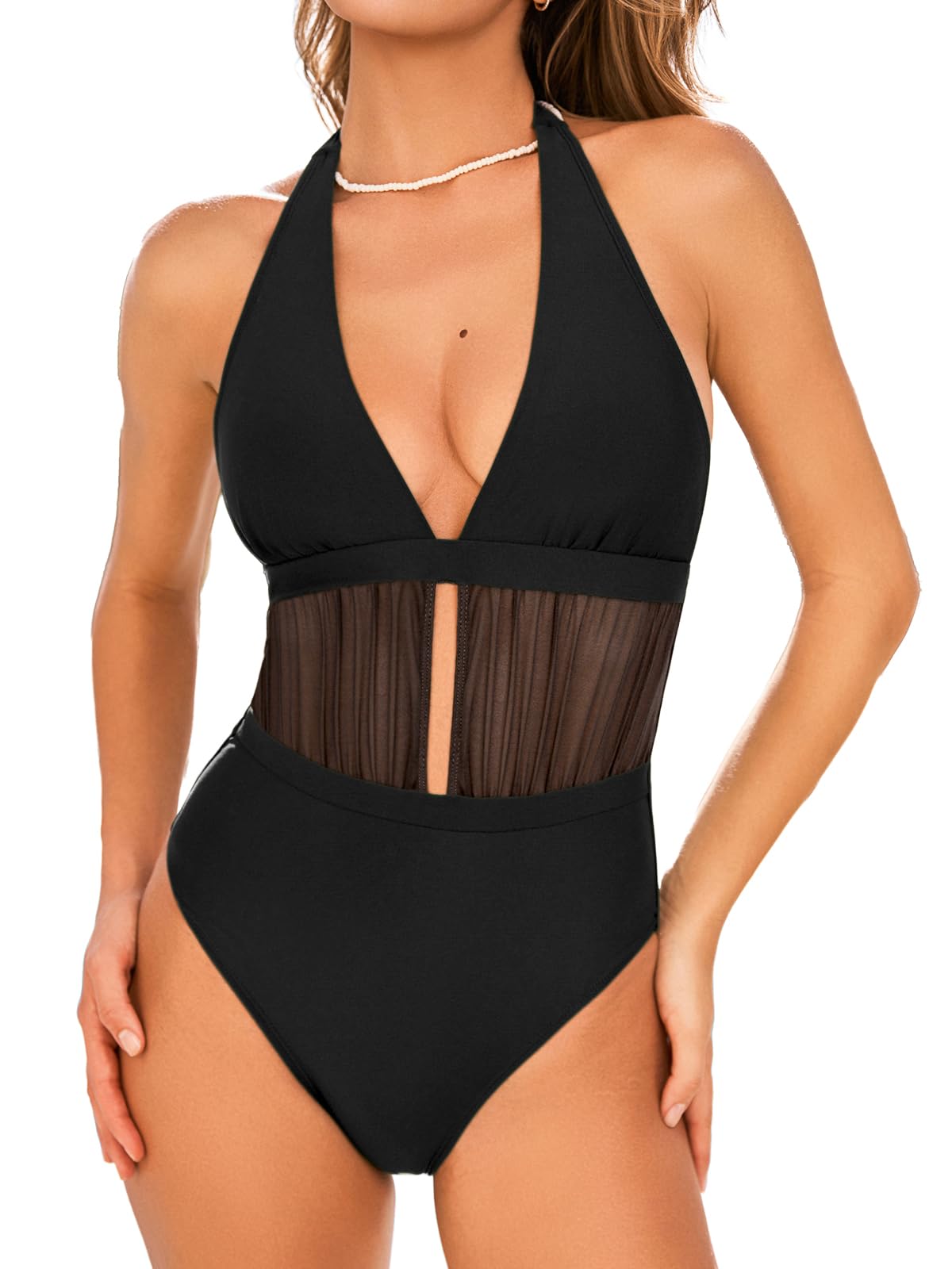 Maillot de bain une pièce sexy effet ventre plat avec drapé extensible - 8