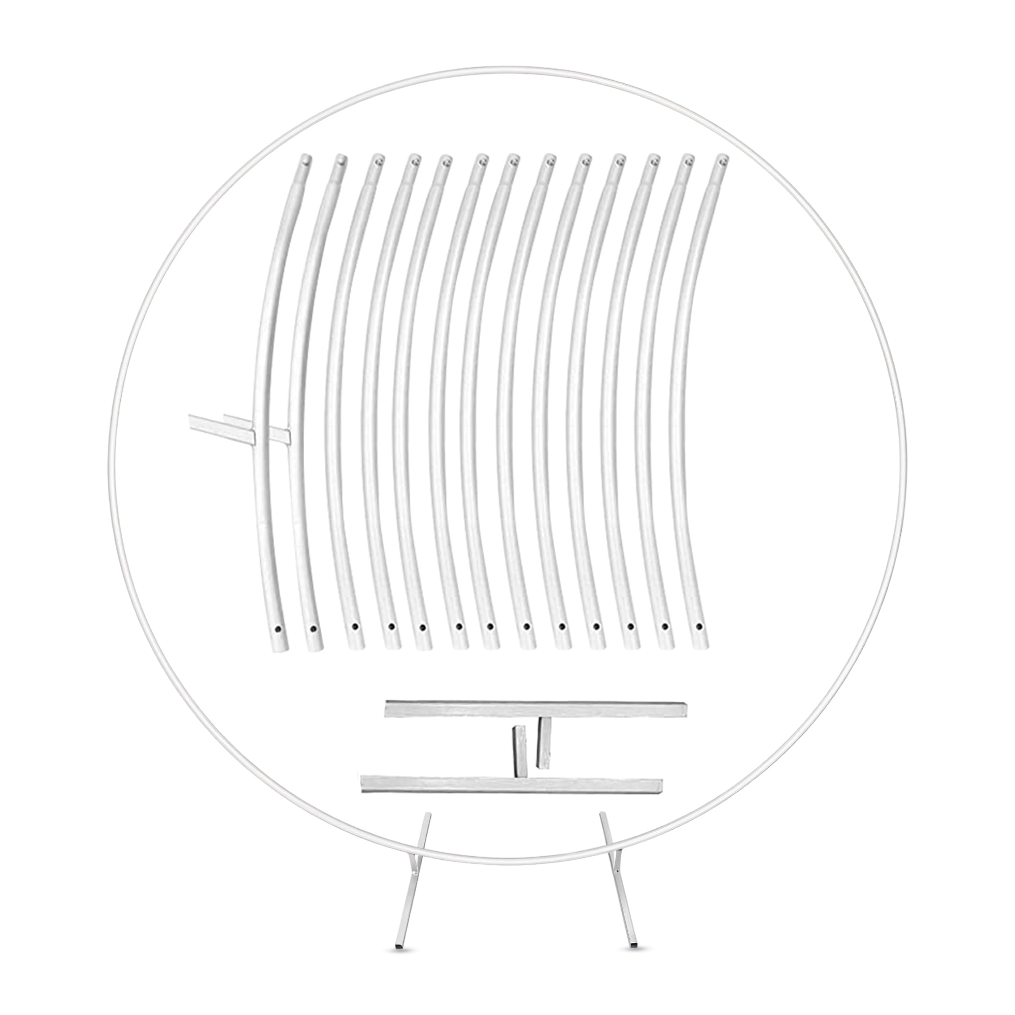 Trimming Shop Round Metal Balloon Arch Frame with Floor Base White 220CM