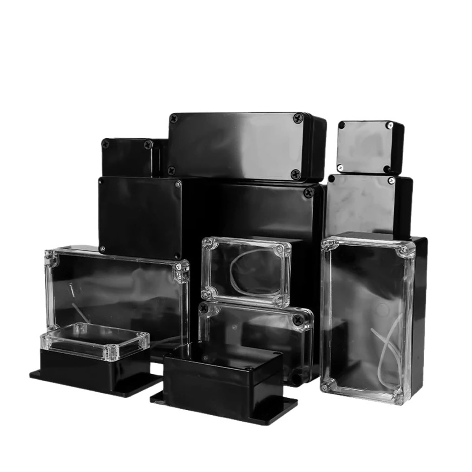 Airuixi 125X125x75mm Junction Box Ag-Type Black Plastic Enclosure Box Electronic Ip67 Electrical Project Box Abs Outdoor Junction Box Housing(125X125x75mm)