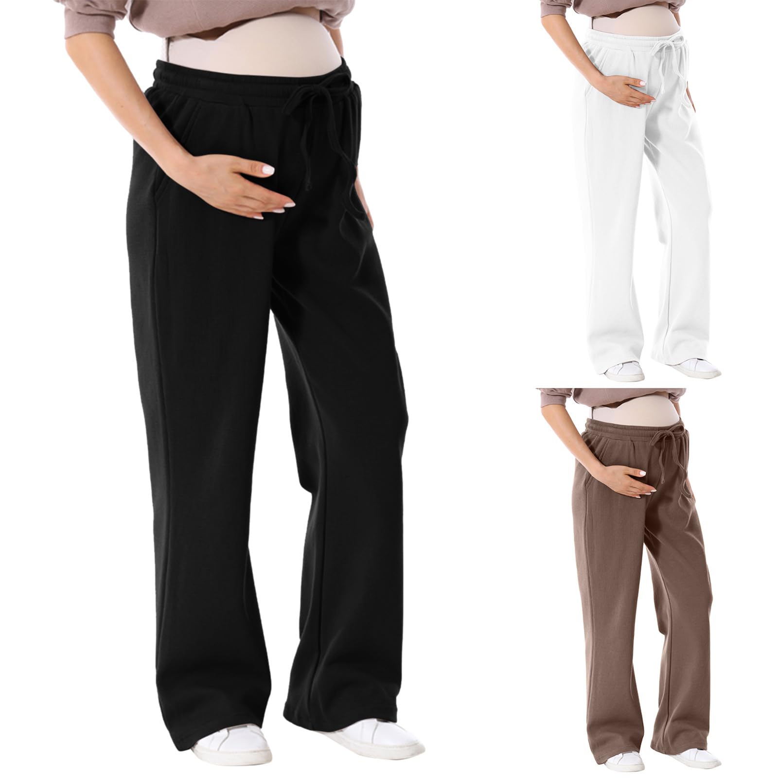 Umstandshose Damen Schwangerschaftshose Umstands Jogginghose Einfarbig Yoga Lang Hosen Schwangerschafts Hosen Hohe Taille Umstandsmode Yogahose Freizeithose für Schwangere Pyjamahose