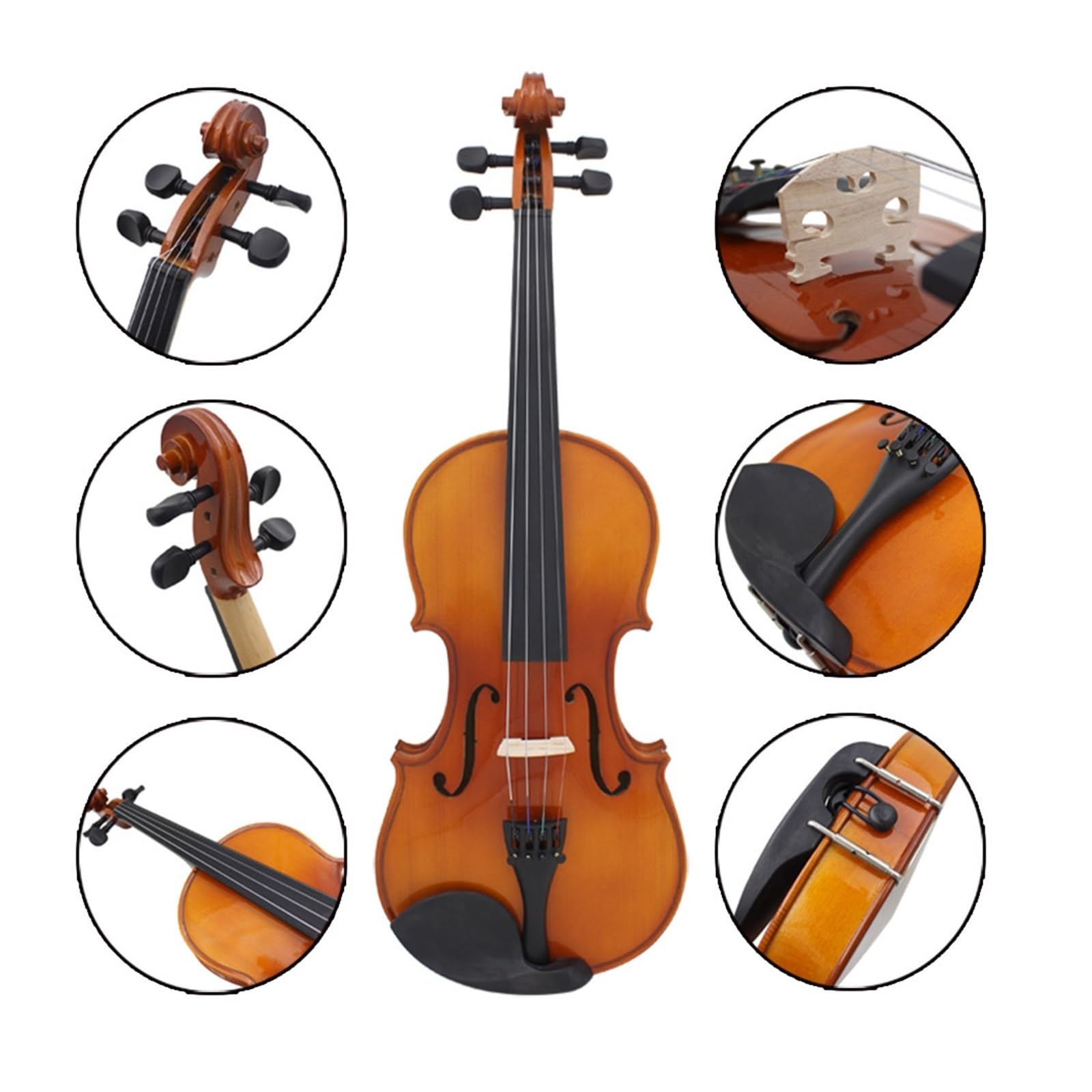 Violín Con Patrón De Arce Y Parte Trasera De Madera Maciza Tamaño Completo Para Práctica De Principiantes Instrumento De Violín(1/8)