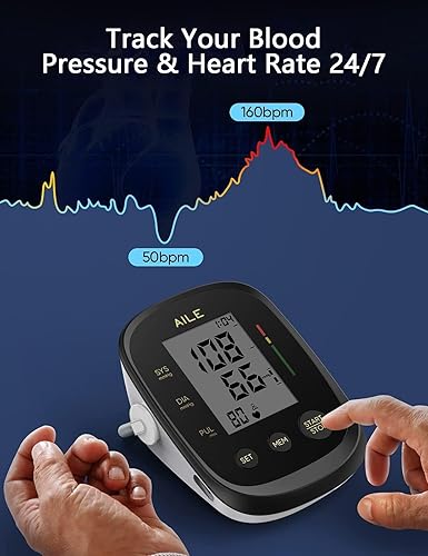 Miniatura 5 de AILE - Monitor de presión arterial, máquina de presión arterial superior del brazo (8.7-16.5 pulgadas ajustable), brazalete automático de presión
