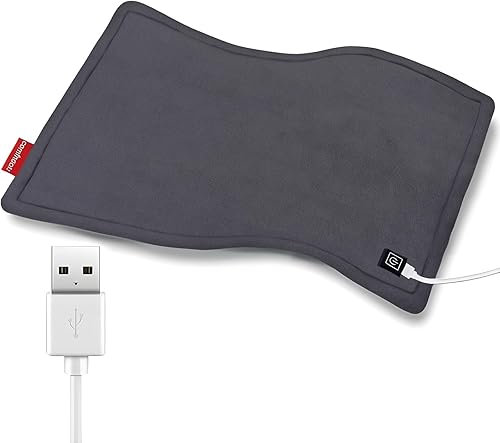 Comfheat Almohadilla térmica USB, manta de viaje portátil de 5 V, ajustes de calor y apagado automático, terapia caliente húmeda y seca para aliviar