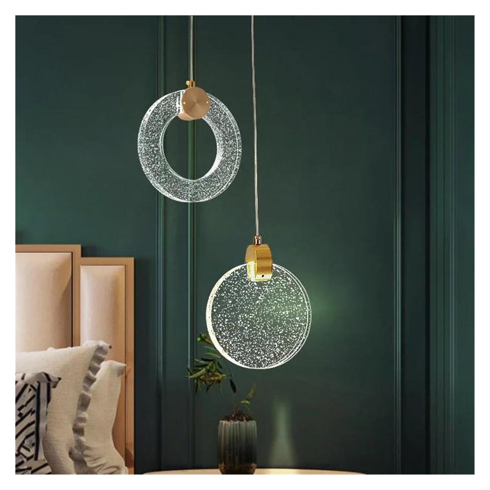 Plafonnier minimaliste D16 rond avec suspension en cristal pour intérieur chic