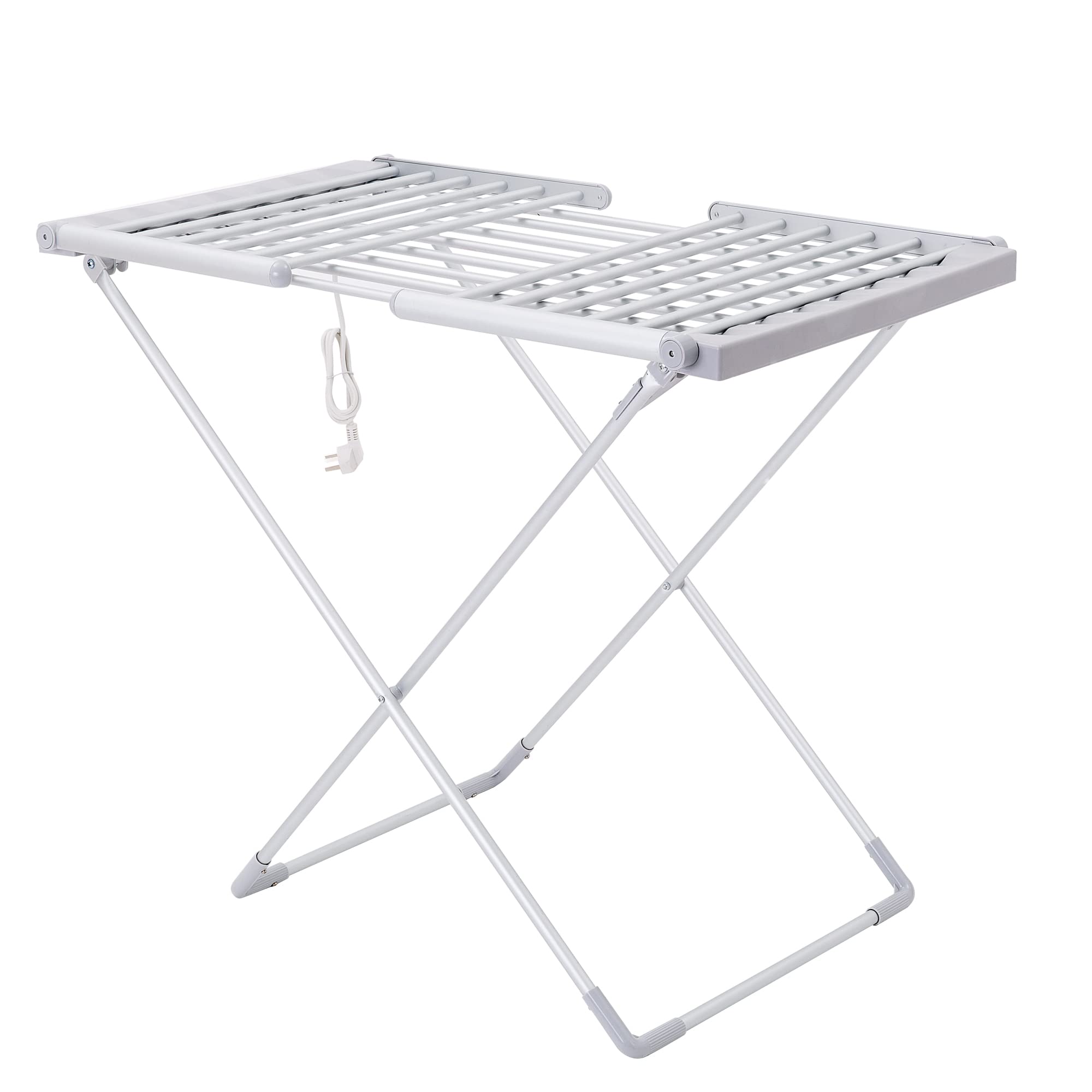 Herzberg, Secadora de Ropa Eléctrica de Secado Rápido, 20 Tubos Calefactores, Extensión de ala Plegable, Resistente y Duradera, Pies Antideslizantes, Capacidad de 15 kg, Tamaño Compacto, Color Blanco