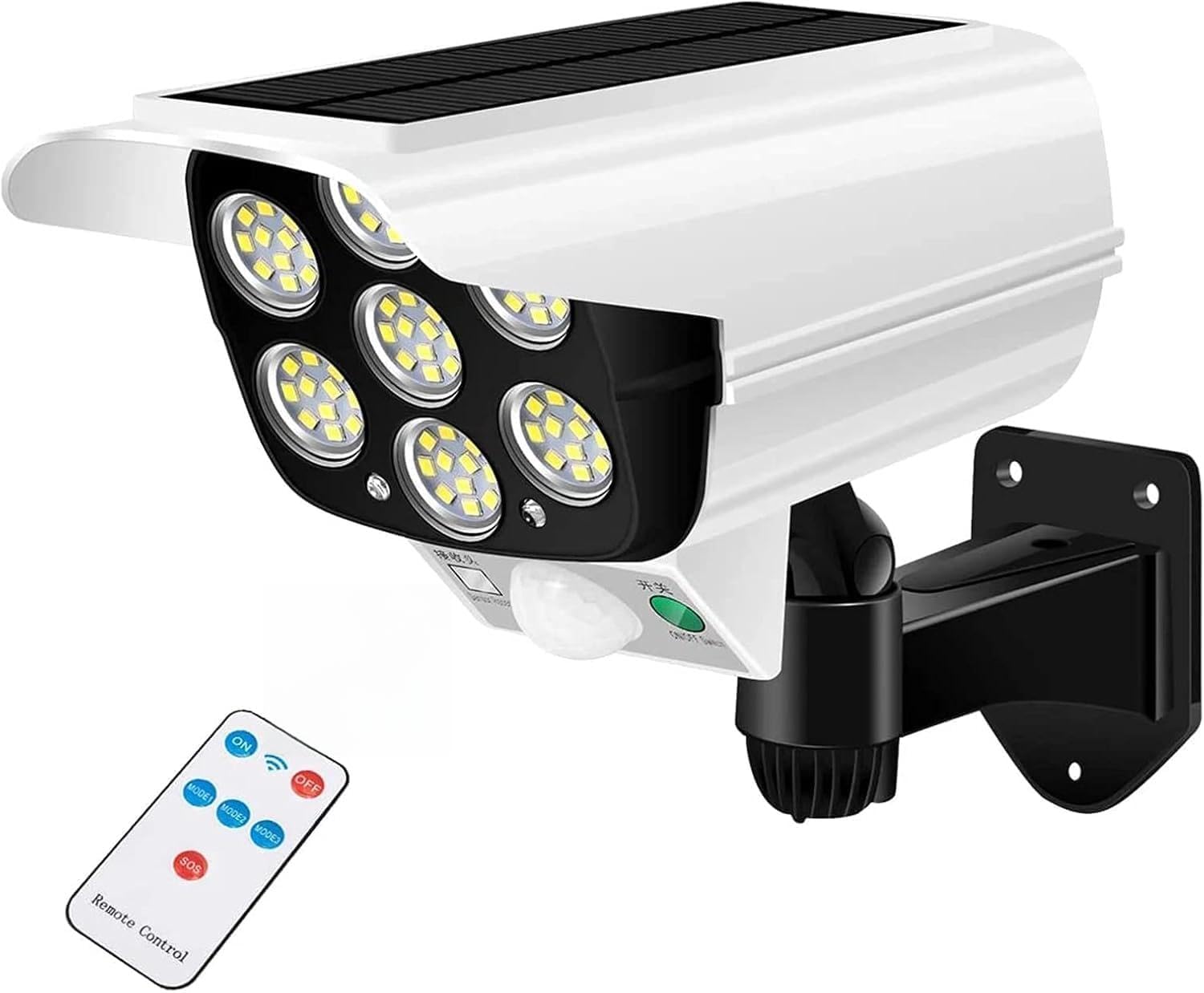 Solar Motion Sensor Outdoor Light with Remote Control, 77 LED Waterproof Security Wall Light | Solar Powered Dummy Security Camera with Motion Sensor-White Shade-image-32