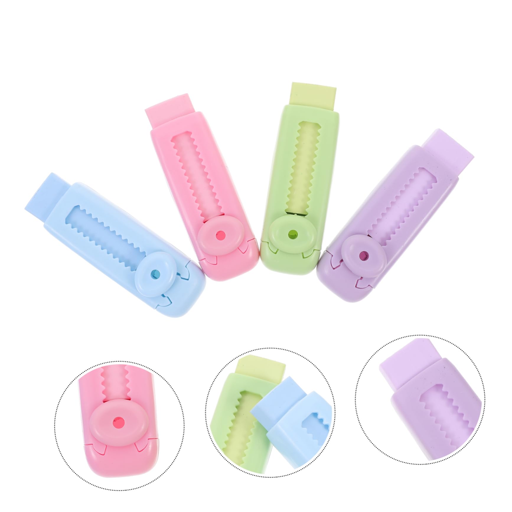 HOMSFOU 5 Ensembles Gomme Télescopique Mécanique École Grand Erasers Rétractables Enfants Gâchis Sans Trace Gommes Rétractables Coulissantes Petites Gommes Multi-usages Abdos 8 Pièces * 5