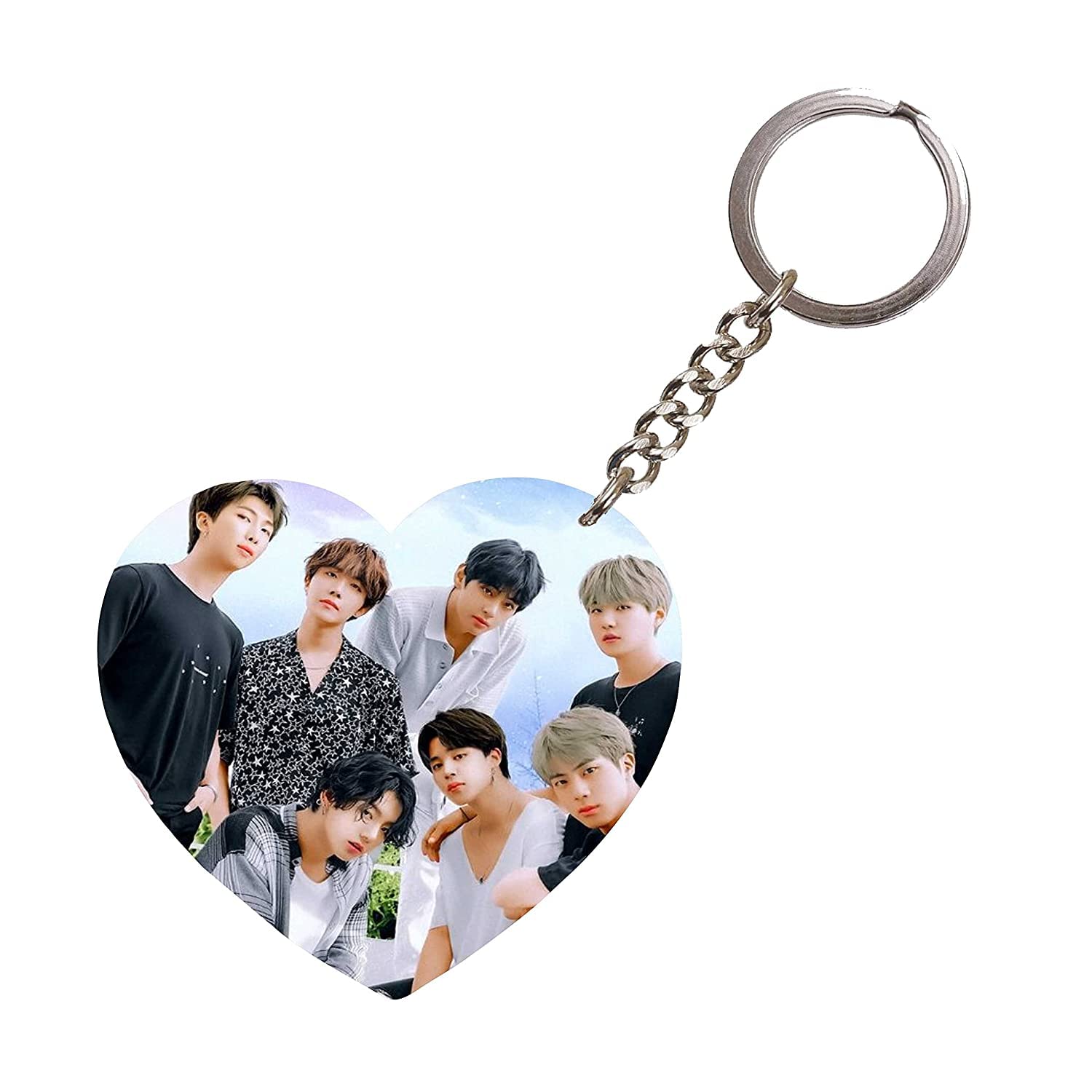 Generic Photolab BTS Gang Photo Heart Shape Key-Chain | Alloy steel-picture-41