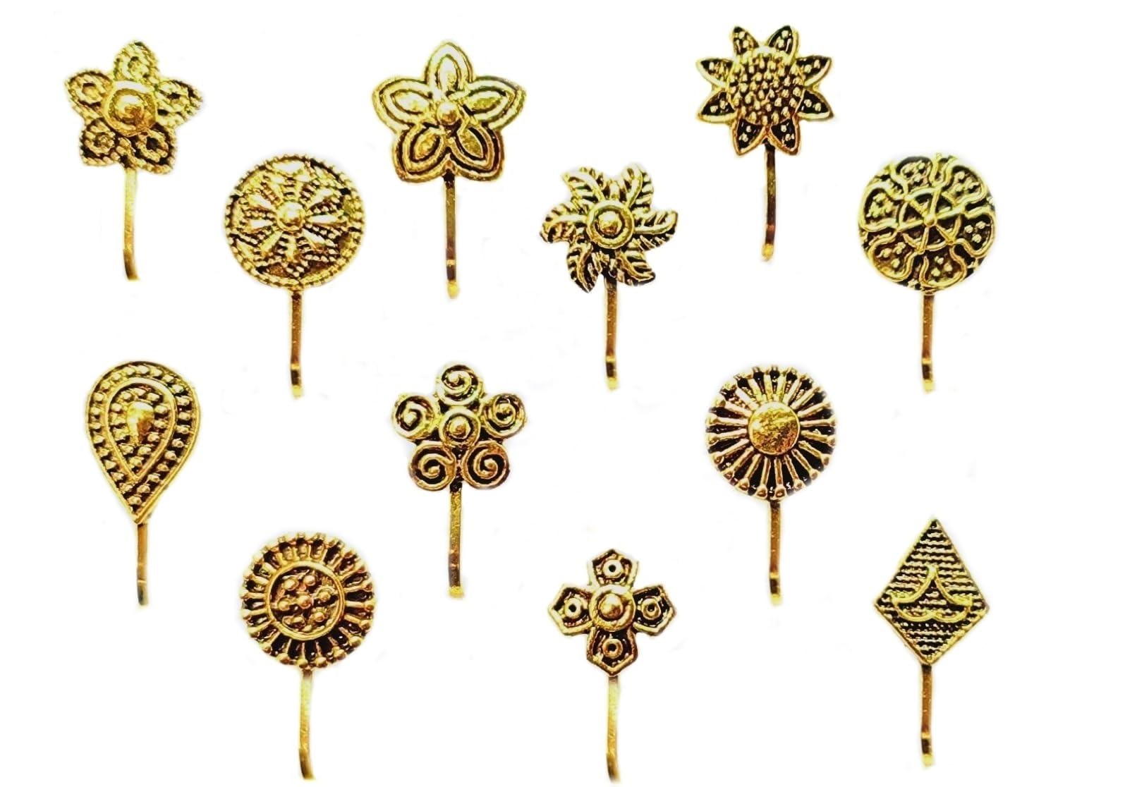 VAMA FASHIONS Clip On Pressing Oxdised Gold Nose Pin without piercing Press Nose Rings for Women (B0CQYLDBQ1) Amazon Price History, Amazon Price Tracker