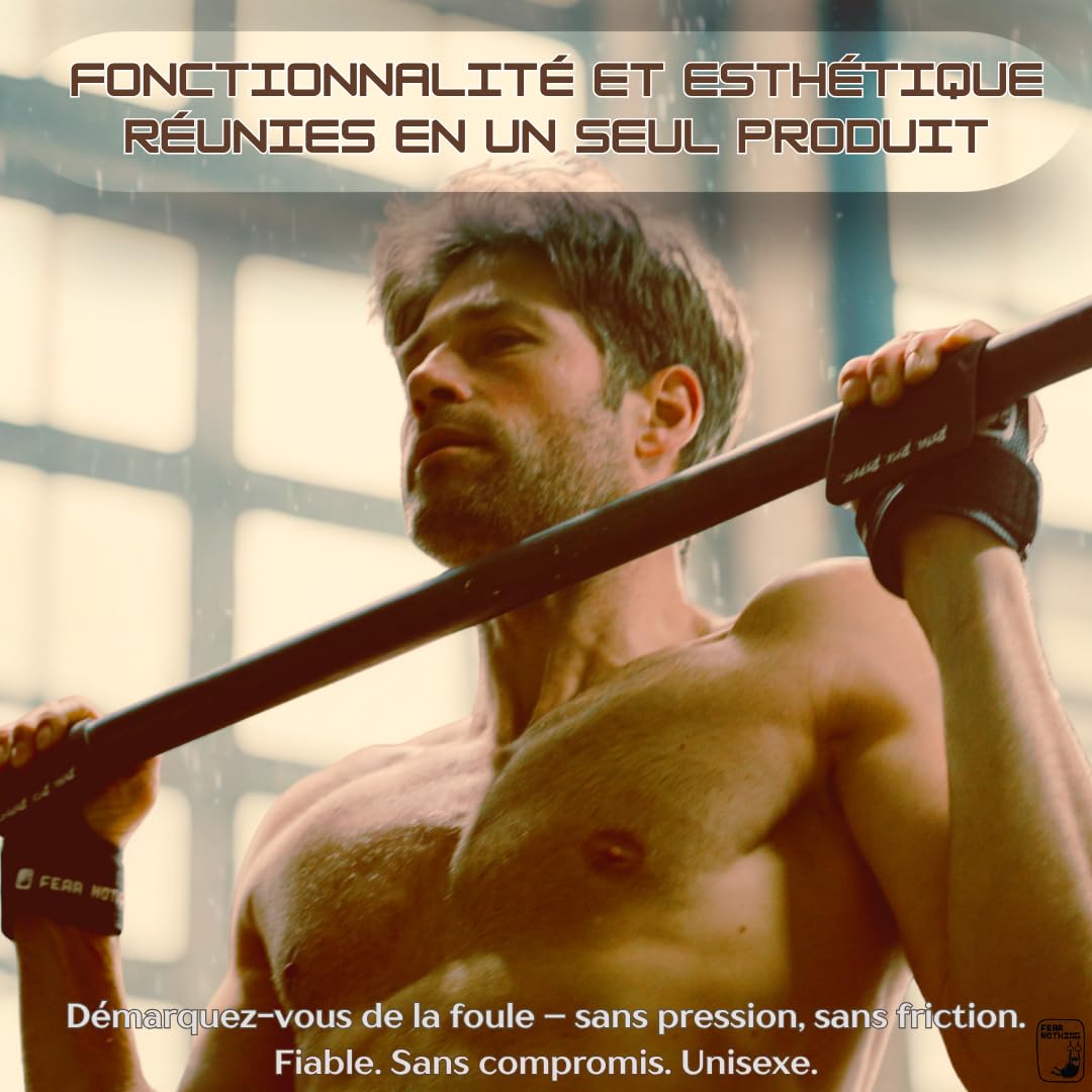 FEAR NOTHING Crossfit Grips Gants d'entraînement pour cross-training haltérophilie Poignées de gymnastique Protection fonctionnelle des mains Gants d'haltérophilie Gants Pullup