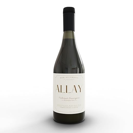 ALLAY Functional Non-Alcoholic Wine, Cabernet Sauvignon, Alcohol-Removed, Dealcoholized Wine, 35 Calories, No Added Sugar, Single Bottle, 750mL