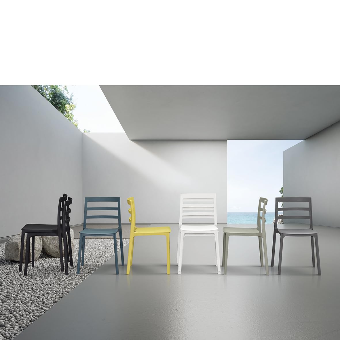PAZZO DESIGN Sedia Luca, Set Da 4, Nere, Sedie Polipropilene, Sedia Cucina, Sedie Sala Da Pranzo, Sedie Giardino, Impilabili - id_1964