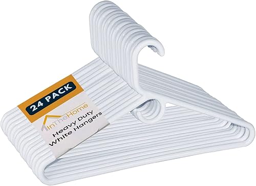 Perchas blancas resistentes de plástico tubulares, juego de 24 (resistente)