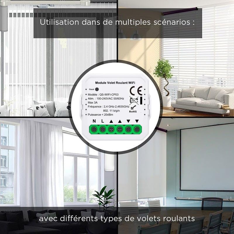 Module Interrupteur pour Volet Roulant Zigbee (2 pièces) + passerelle Zigbee