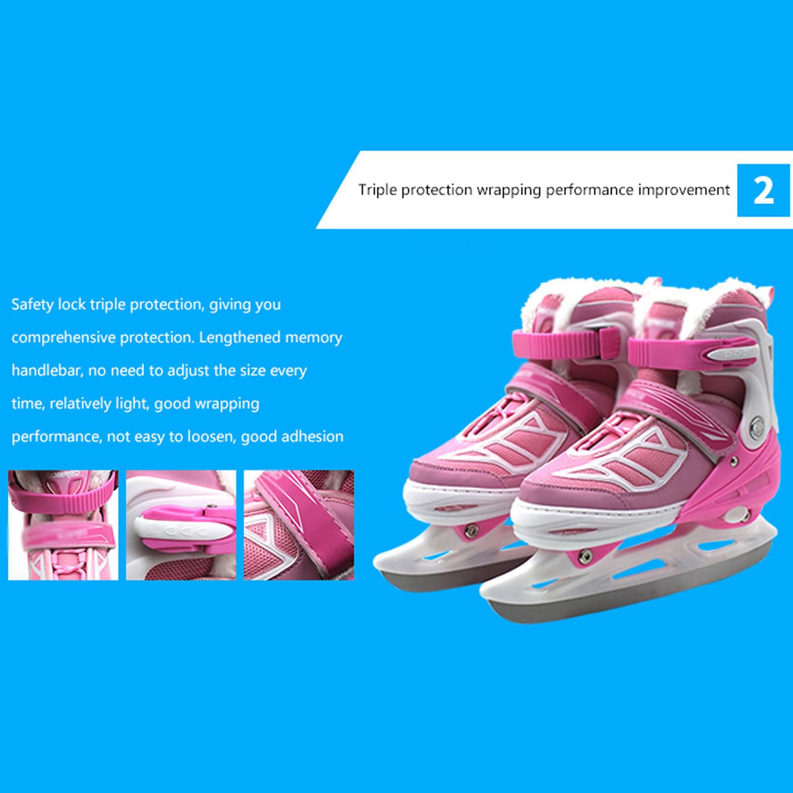 Patines de Hielo Ajustables,Patines de Hielo,Patines de Hielo artísticos,Sistema de Cordones rápido y Hebilla de Bloqueo Push-Lock,Ajustable 4 rangos de Tallas,para Principiantes