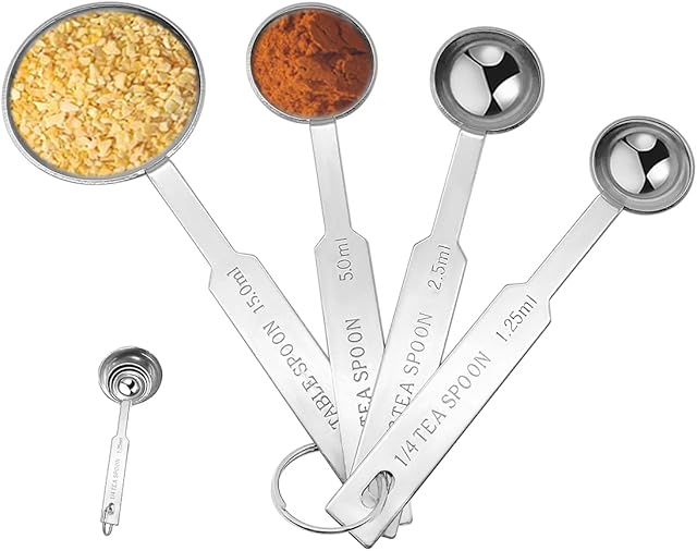 Stainless Steel Measuring Spoons Sets,4 Pieces Metal Measure Spoon for Baking, Measuring Tools , Cooking, Cups (Four - 4 Pcs)