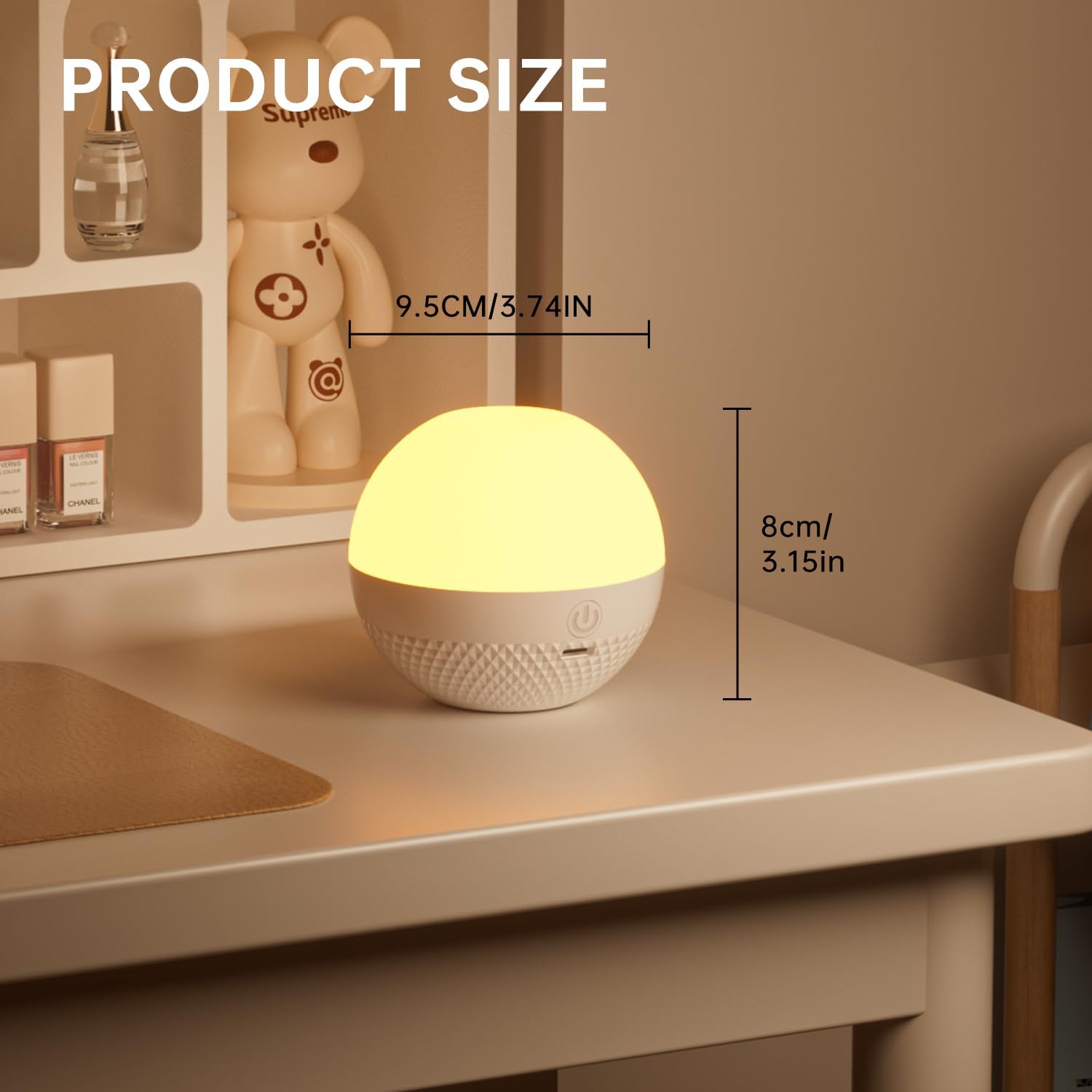 Night Light, Dimmable Touch Lamp for Bedroom, 16 RGB Colors, 5 Brightness, Portable Rechargeable Bedside Table Lamp for Baby Nursery Living Room