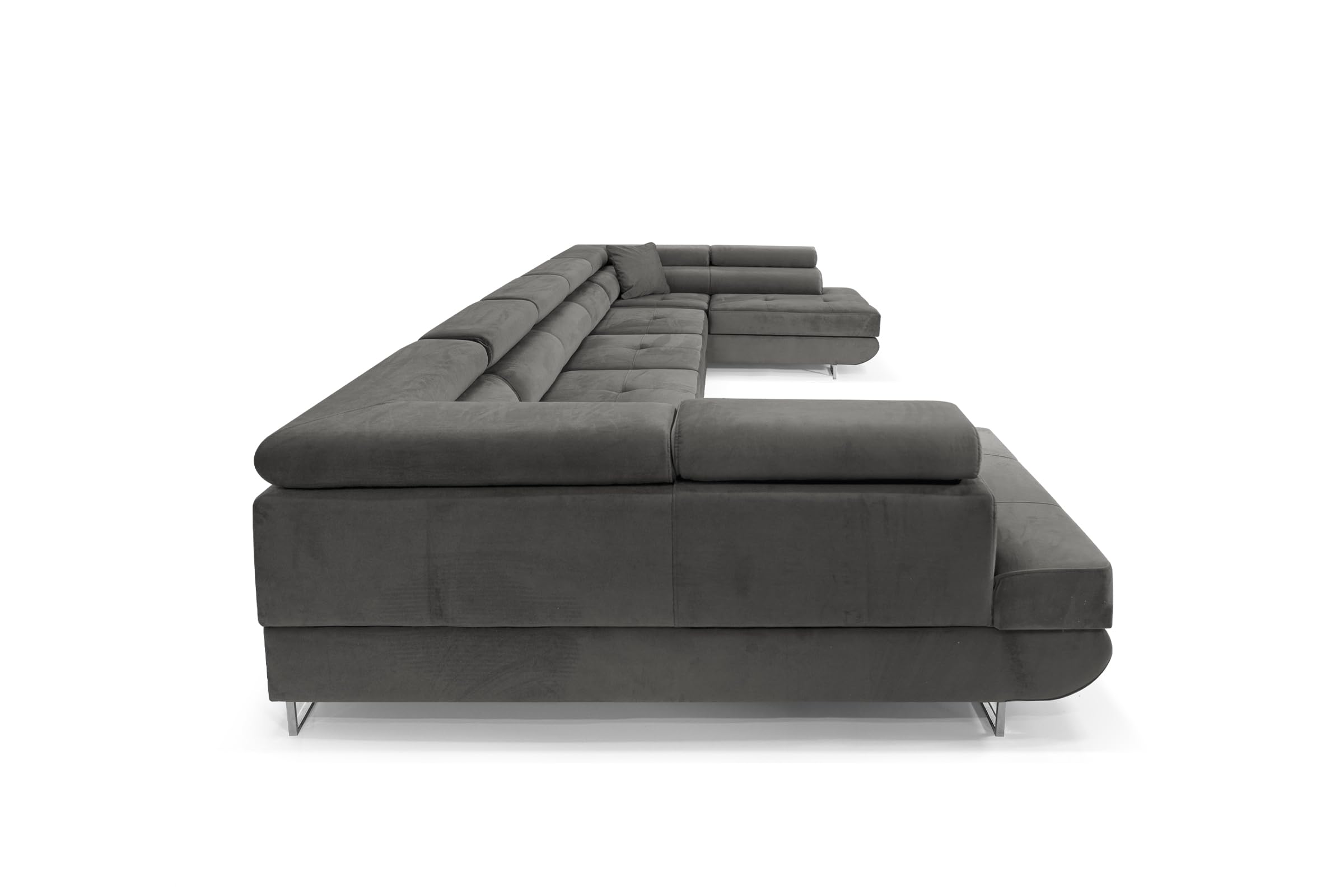 Ecksofa mit Schlaffunktion Big PASTI U-Form, Sofa Couch mit Bettkasten, 3-Sitzer Eckcouch, Schlafsofa für Wohnzimmer, Big Sofa Couch mit Schlaffunktion (Dunkelgrau)