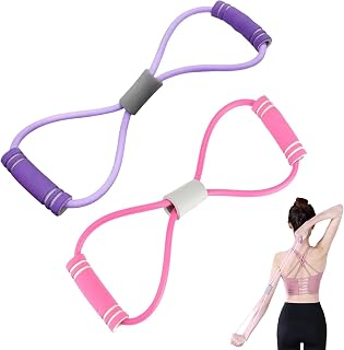 Saludea - Banda de resistencia, figura 8 con asas, cuerda de tracción para yoga, gimnasio, fitness, para el hogar, gimnasio, correa elástica para entrenamientos de cuerpo completo, estiramiento