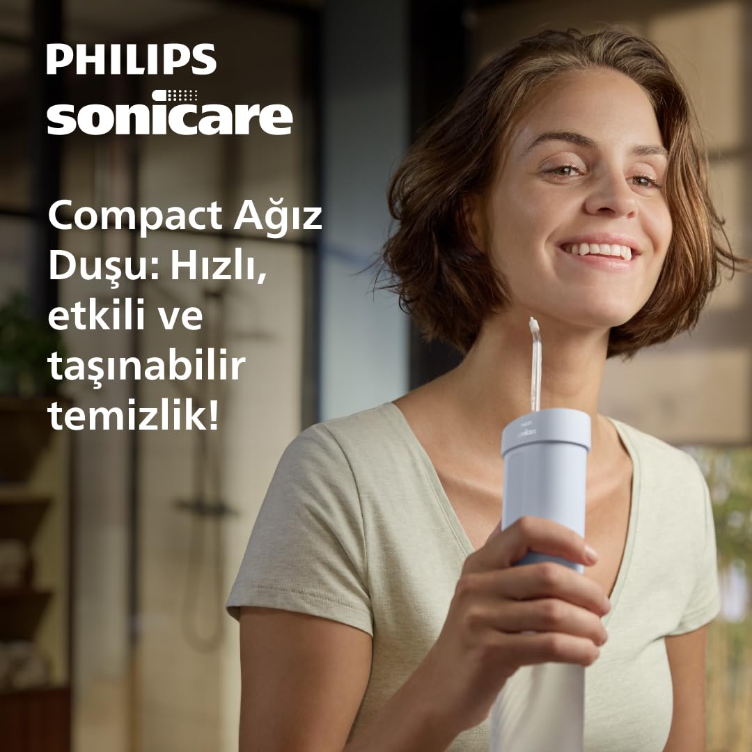 Philips Sonicare Kompaktowy irygator 1000, przenośny irygator wodny z 3 trybami nitkowania, wodoodporny irygator do jamy ustnej IPX7, przyjazny w podróży, niebieski, model HX3333/24