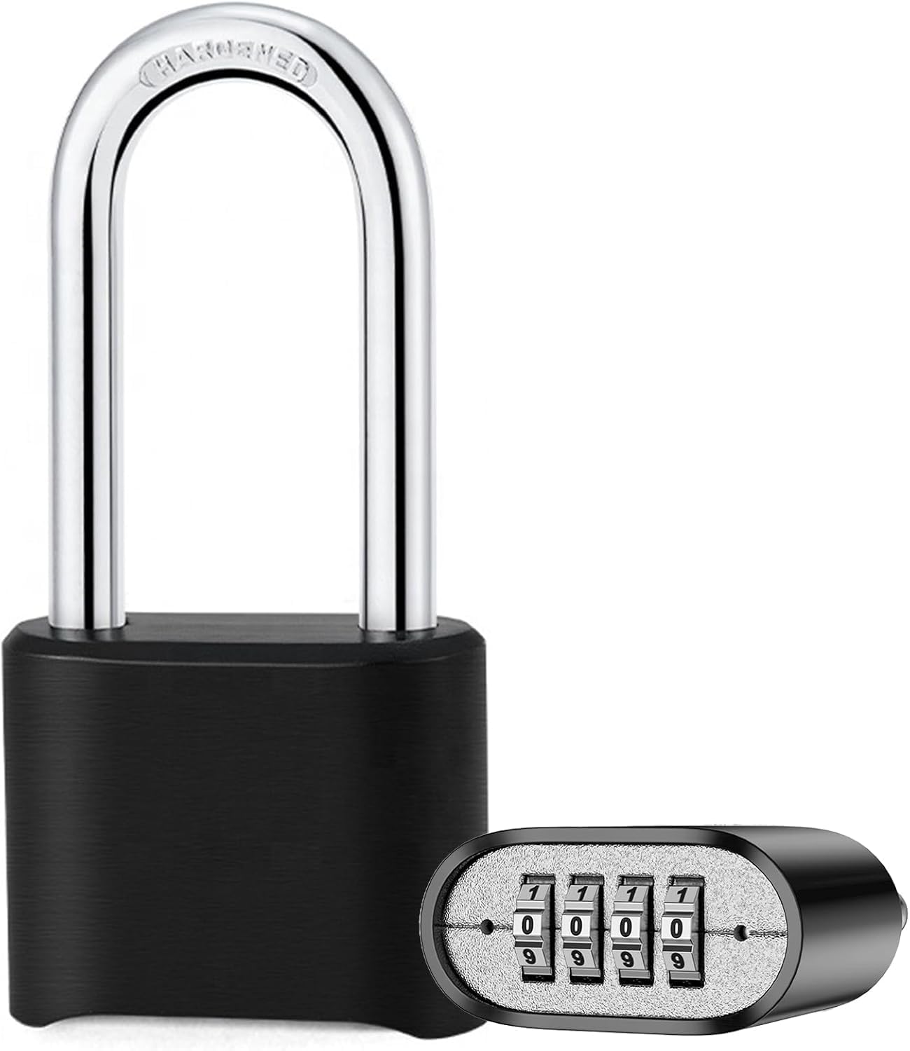 Combination Padlock Heavy Duty Padlocks Weatherproof Outdoor Coded Padlock Thick Long Shackle with 4 Digit Code High Security Combination Lock for Gym School Garden Gate Shed Locker(Black)