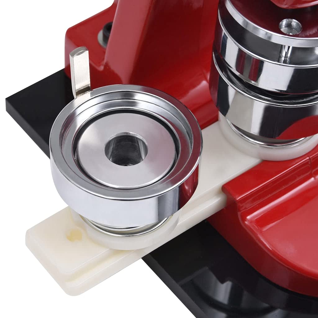 vidaXL Máquina de Chapas con Cortador Circular Perforadoras para Hacer Pin Insignias Cintas Porta Llaves Espejo Juego de Troqueles 37 mm