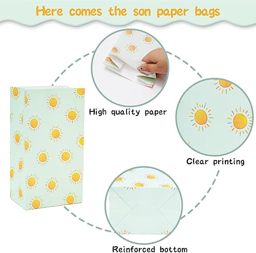 Miniatura 3 de Whaline 24 bolsas de regalo de fiesta de sol bohemias, bolsas de regalo para primer viaje alrededor del sol, con etiqueta adhesiva, bolsas de papel