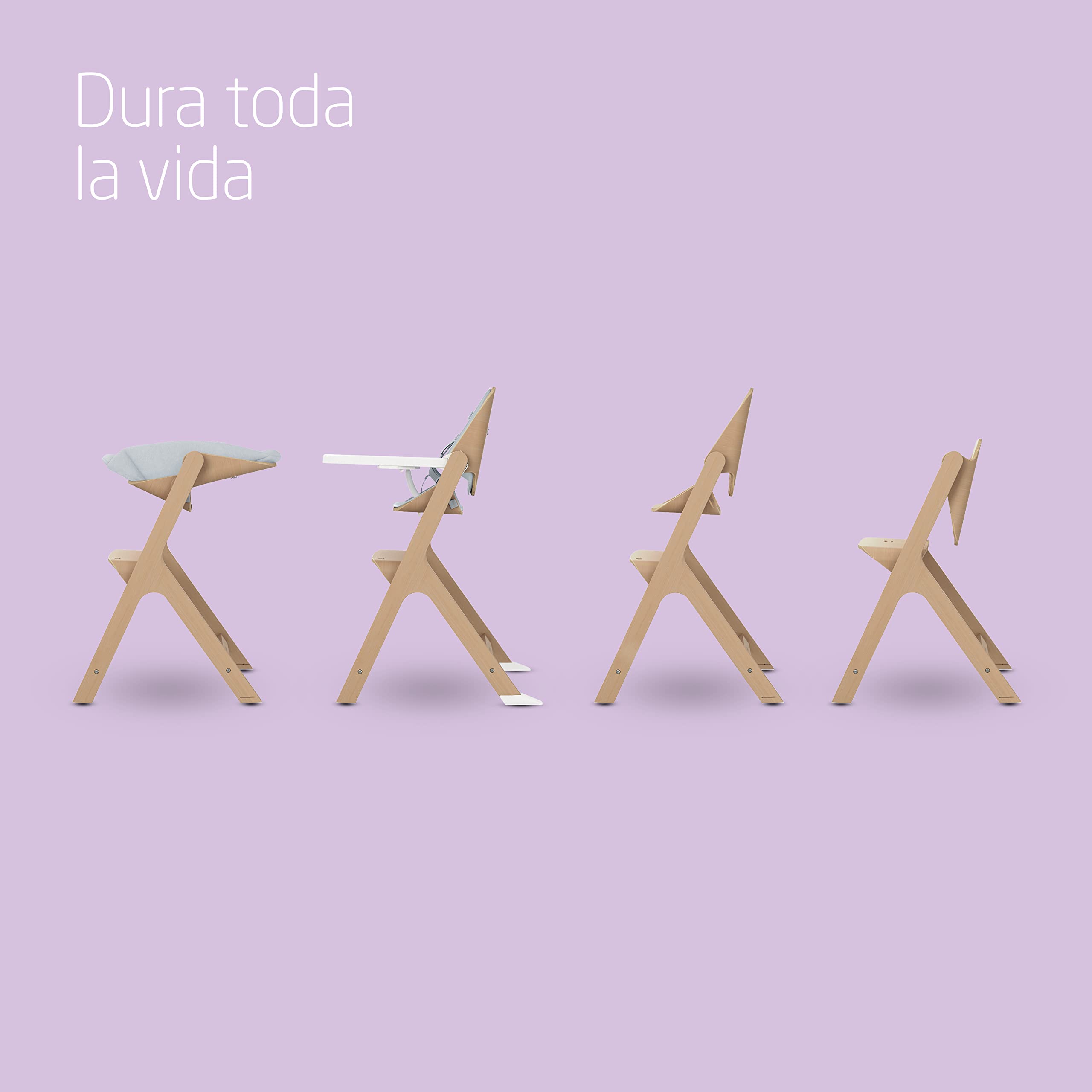 Maxi-Cosi Nesta Trona bebe evolutiva, trona reclinable compatible con accesorios para un uso desde el nacimiento hasta 110 kg, varias posibilidades de uso, color madera natural