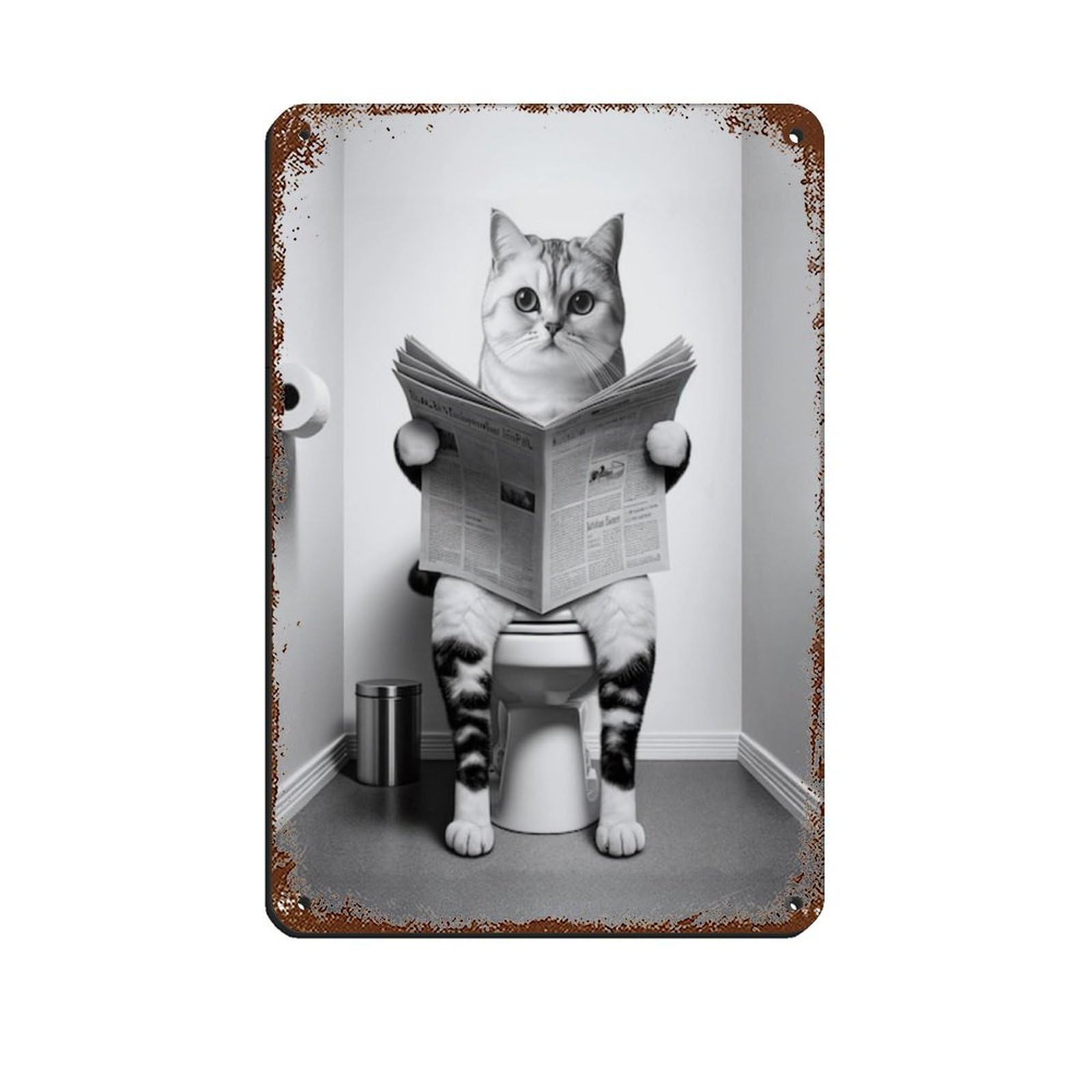 Lxwnze 20L X 30W Cm American Wirehair, Funny Bathroom Decor Retro Poster Metal Tin Sign Chic Art Retro Iron Painting Bar People Cave Cafe Family Garage Poster Wall Decoration 8X12inch(20X30cm)