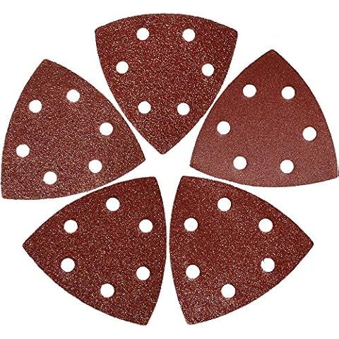 XXGO 3-1/2 Inch 90mm Triangular 60/80 /100/120 /240 Grits Hook & Loop Multitool Sandpaper for Wood Sanding Contains 20 of Each Fit 3.5 Inch Oscillating Multi Tool Sanding Pad Pack of 100 XG9010U Cover