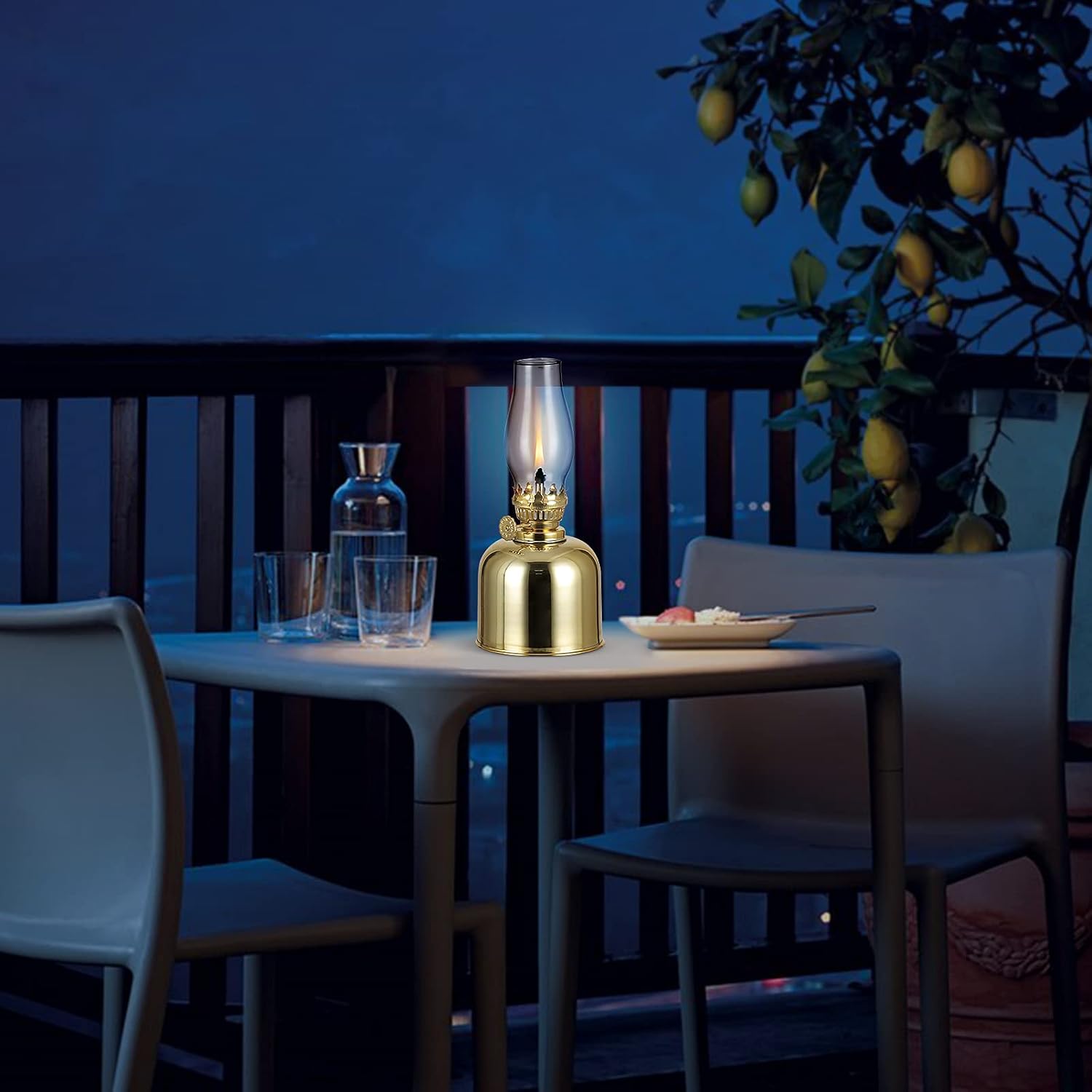 Golden Atmosphere Light Adjustable Horse Oil Lamp Retro Oil Lantern Metal Desk Light Vintage Decoration Illumination Kerosene Lamp for Living Room Restaurant Kitchen Study