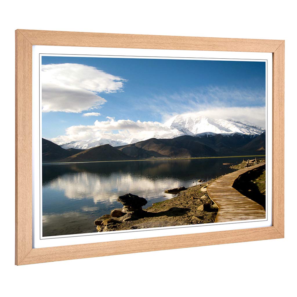 Big Box Art Framed Print of Landscape Mountain Reflection in The Lake Design | Wall Art Picture | Home Decor for Kitchen, Living Room, Bedroom, Hallway, Oak, A2 / 24.5x18 Inch / 62x45cm