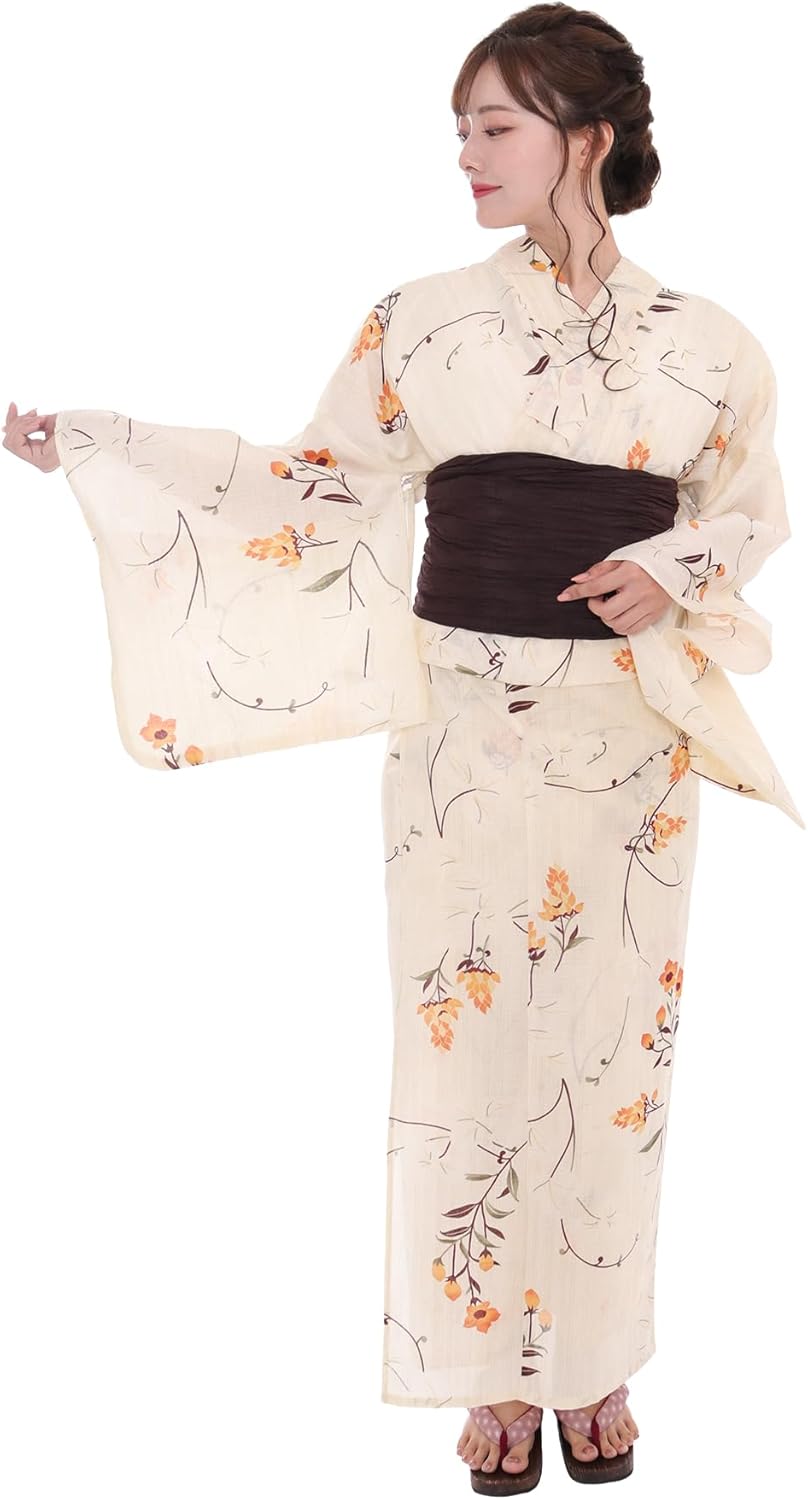 Dita 如月の萩ながれ 2023 浴衣5点セット ブラック 黒 花柄 水色